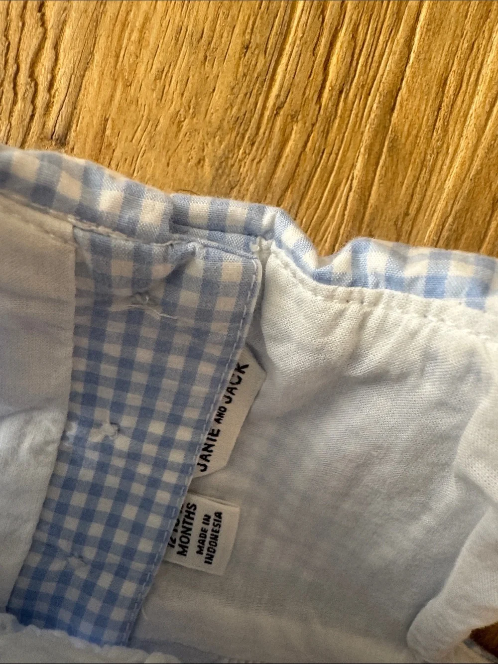 Janie and Jack Light Blue and White Gingham Sailor Dress